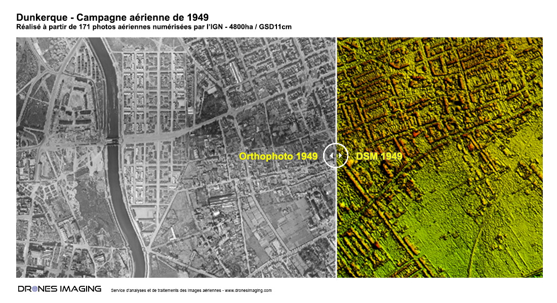 Orthophoto et MNS historique de Dunkerque